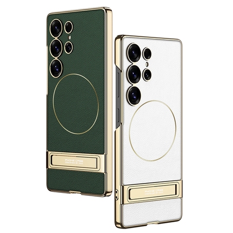GKK-New-Shockproof-Electroplated-PU-Leather-Phone.jpg_480x480.jpg Electroplated Leather Magnetic Case for Samsung Galaxy S25 Ultra