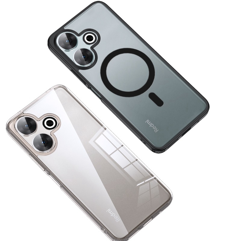 Magnet-Matte-Clear-Transparent-Shockproof-PC-TPU.jpg Magnet Clear Shockproof TPU PC Case for Xiaomi Redmi 13 4G Note 13 Pro Plus 5G