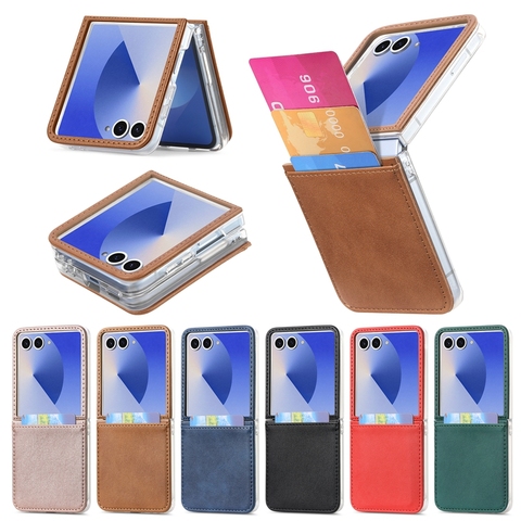 PU-Leather-Phone-Case-with-Card-Holder.jpg_480x480.jpg PU Leather Card Holder Folding Case for Samsung Z Flip 7
