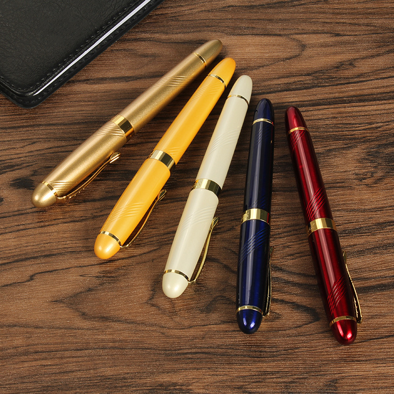 X1008-Colorful-Style-450-Metal-Fountain-Pen.jpg Metal Fountain Pen Black Gold Trim