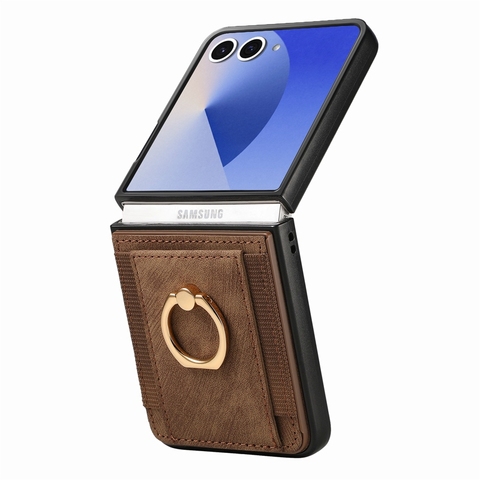with-Card-Slot-Wallet-Phone-Case-PU.jpg_480x480.jpg Card Slot PU Leather Ring Case for Samsung Z Flip 7